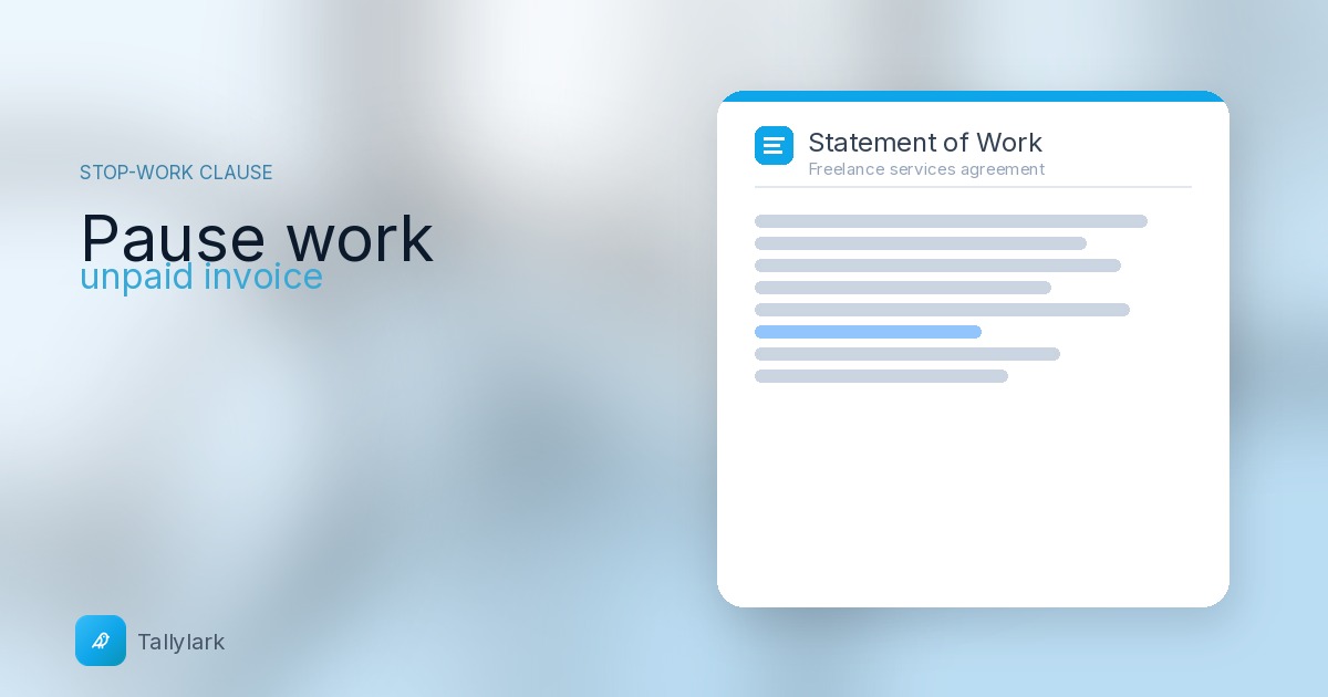 Statement of work paused under a stop-work clause for an unpaid invoice